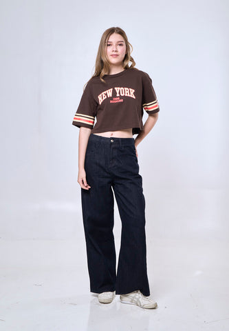 Mossimo Victoria Macadamia Oversized Cropped Fit Tee