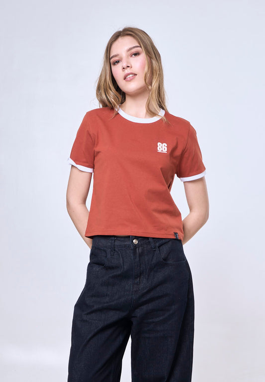 Mossimo Felicity Rust Ringer Classic Cropped Fit Tee