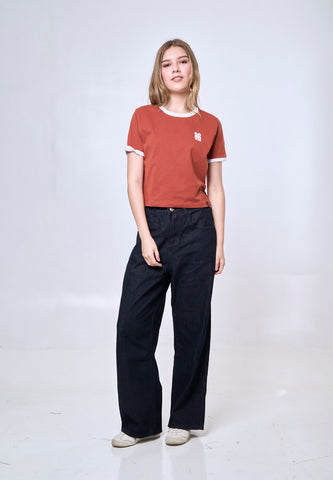 Mossimo Felicity Rust Ringer Classic Cropped Fit Tee