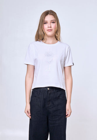 Mossimo Leonie White Classic Cropped Fit Tee