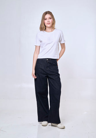 Mossimo Leonie White Classic Cropped Fit Tee
