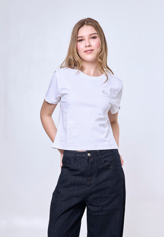 Mossimo Edith White Classic Cropped Fit Tee