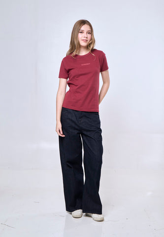 Mossimo Irene Maroon Classic Fit Tee