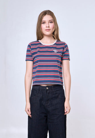 Mossimo Maris Stripes Blue Classic Cropped Fit Tee