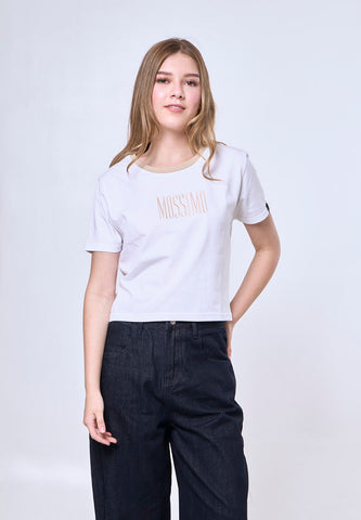 Mossimo Azaria White Ringer Classic Cropped Fit Tee
