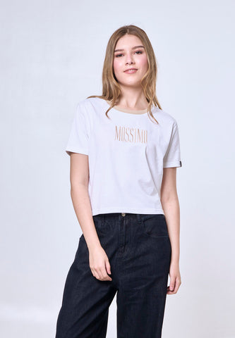 Mossimo Azaria White Ringer Classic Cropped Fit Tee