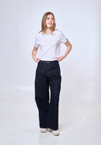 Mossimo Azaria White Ringer Classic Cropped Fit Tee