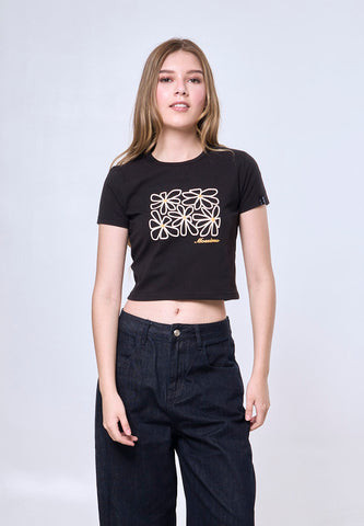 Mossimo Annalise Black New Gen Cropped Fit Tee