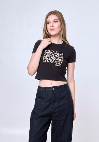 Mossimo Annalise Black New Gen Cropped Fit Tee