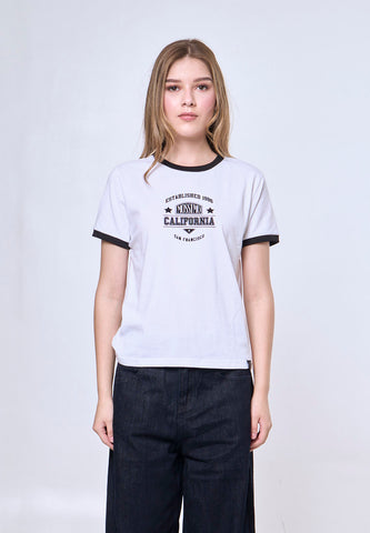 Mossimo Donna White Classic Ringer Fit Tee