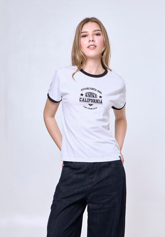 Mossimo Donna White Classic Ringer Fit Tee