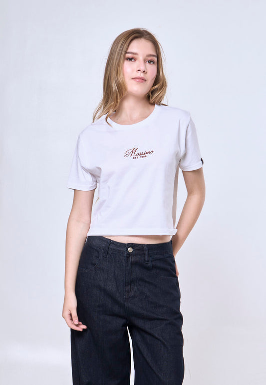 Mossimo Bea White Classic Cropped Fit Tee