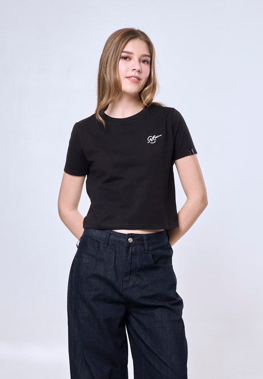 Mossimo Emily Black Classic Cropped Fit Tee