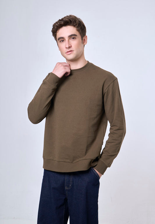 Mossimo Olive Tailored Fit Longsleeves Round Neck For Men