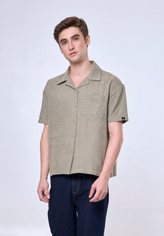 Mossimo Xian Light Green Suede Button Down Boxy Woven Top