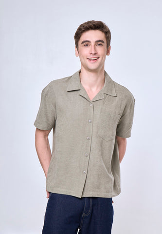 Mossimo Xian Light Green Suede Button Down Boxy Woven Top