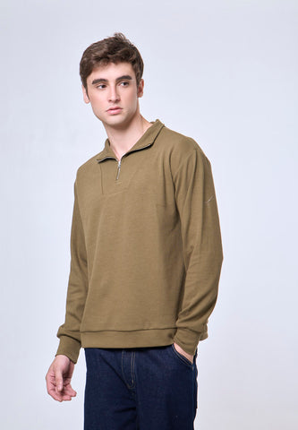 Mossimo Kaelix Olive Urban Half Zip Polo Long Sleeves