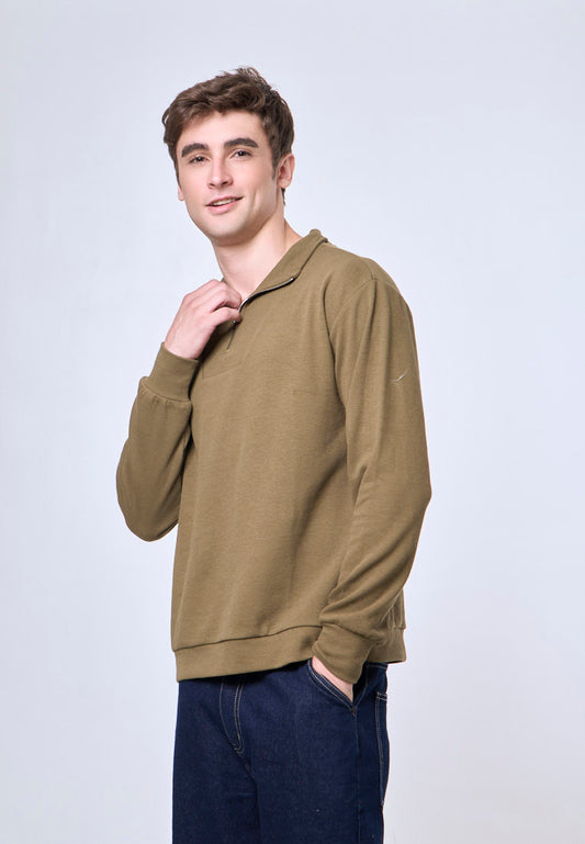 Mossimo Kaelix Olive Urban Half Zip Polo Long Sleeves
