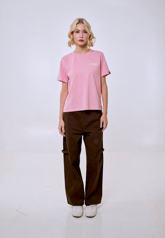 Mossimo Women's Crepe Pink Basic Logo Comfort Fit Tee