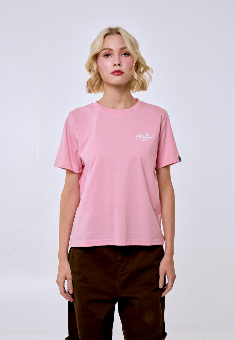 Mossimo Women's Crepe Pink Basic Logo Comfort Fit Tee