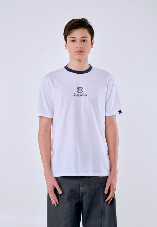Mossimo Men's White Graphic Logo Classic Fit Tee w/ Back Print