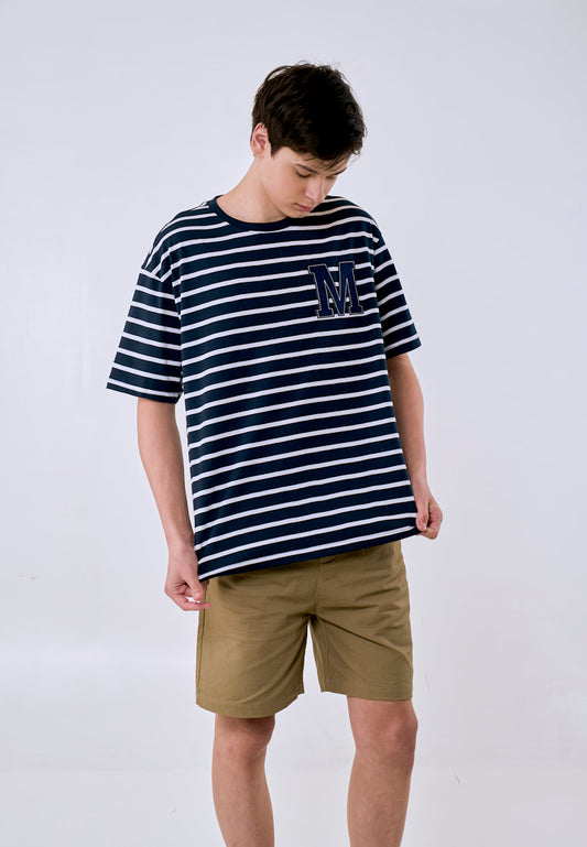 Mossimo Men's Navy White Felt Applique Details Modern Fit Tee