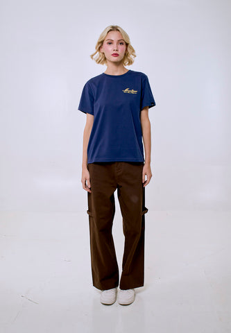 Mossimo Women's Navy Core Logo Embroidery Classic Fit Tee