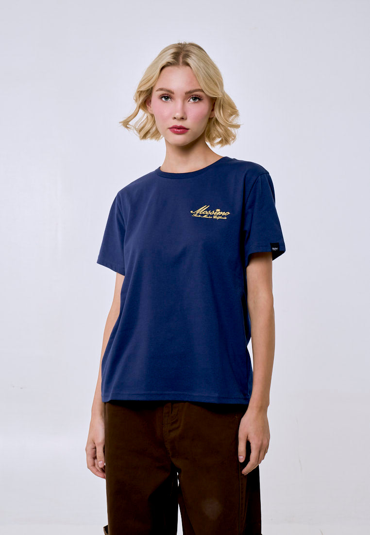 Mossimo Women's Navy Core Logo Embroidery Classic Fit Tee