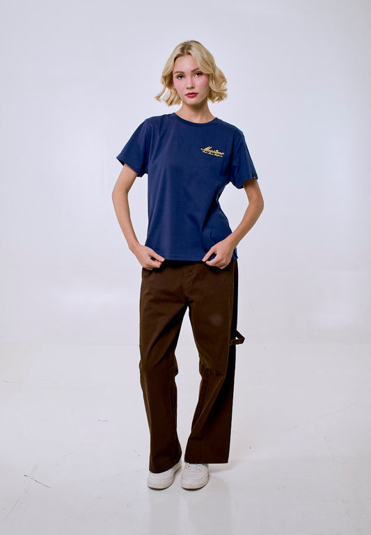 Mossimo Women's Navy Core Logo Embroidery Classic Fit Tee