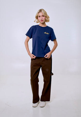 Mossimo Women's Navy Core Logo Embroidery Classic Fit Tee