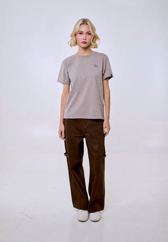 Mossimo Women's Ash Gray Embroidered Logo Classic Fit Tee