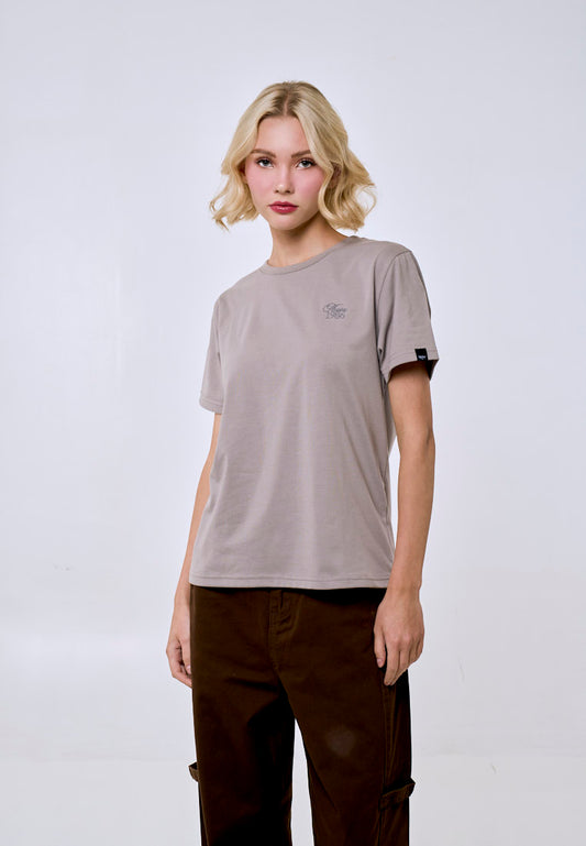 Mossimo Women's Ash Gray Embroidered Logo Classic Fit Tee