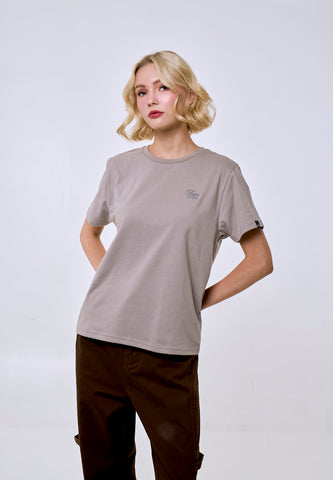 Mossimo Women's Ash Gray Embroidered Logo Classic Fit Tee