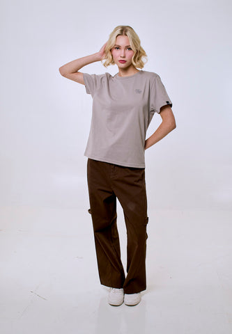 Mossimo Women's Ash Gray Embroidered Logo Classic Fit Tee