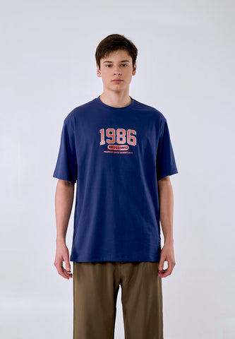 Mossimo Men's Blue Metallic Logo Comfort Fit Tee