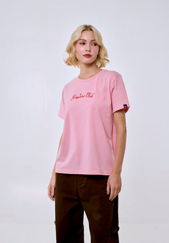Mossimo Women's Pink Embroidered Logo Classic Fit Tee