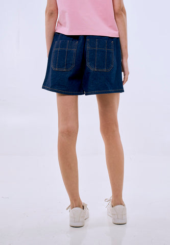 Mossimo Women's Med Blue Mid Waist Contrast Shorts