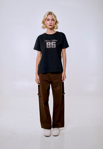 Mossimo Women's Black Basic Logo Classic Fit Tee