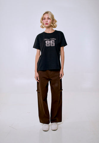 Mossimo Women's Black Basic Logo Classic Fit Tee