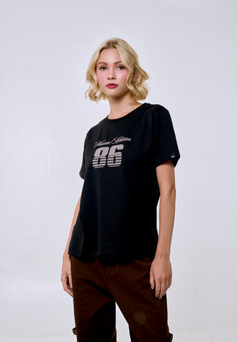 Mossimo Women's Black Basic Logo Classic Fit Tee