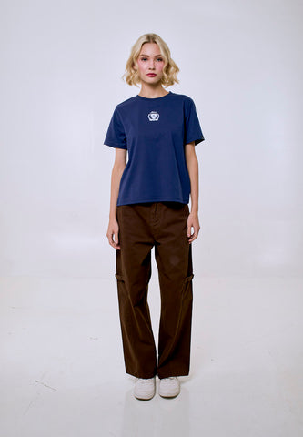 Mossimo Women's Navy Basic Logo Comfort Fit Tee