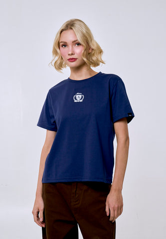 Mossimo Women's Navy Basic Logo Comfort Fit Tee