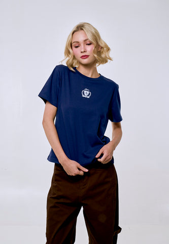 Mossimo Women's Navy Basic Logo Comfort Fit Tee