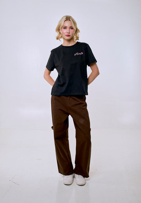 Mossimo Women's Black Rhinestone Logo Comfort Fit Tee