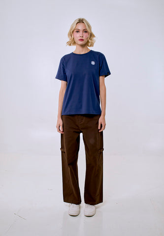 Mossimo Women's Navy Patch Logo Classic Fit Tee