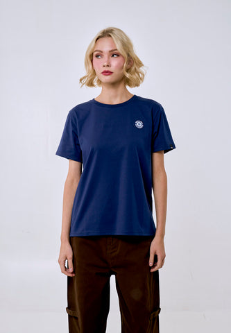 Mossimo Women's Navy Patch Logo Classic Fit Tee