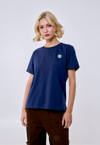 Mossimo Women's Navy Patch Logo Classic Fit Tee
