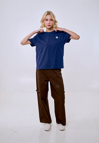 Mossimo Women's Navy Patch Logo Classic Fit Tee