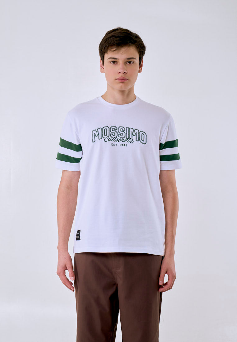 Mossimo Men's White Stripe Sleeves Classic Fit Tee