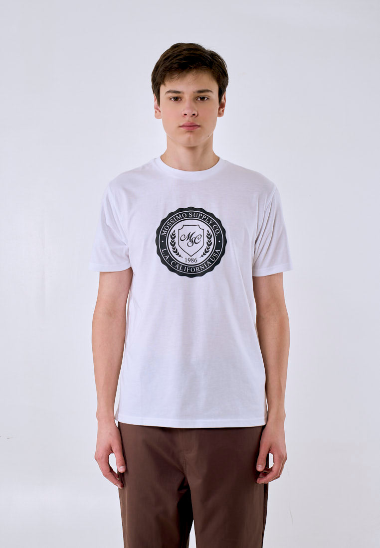Mossimo Men's White Round Embossed Logo Classic Fit Tee